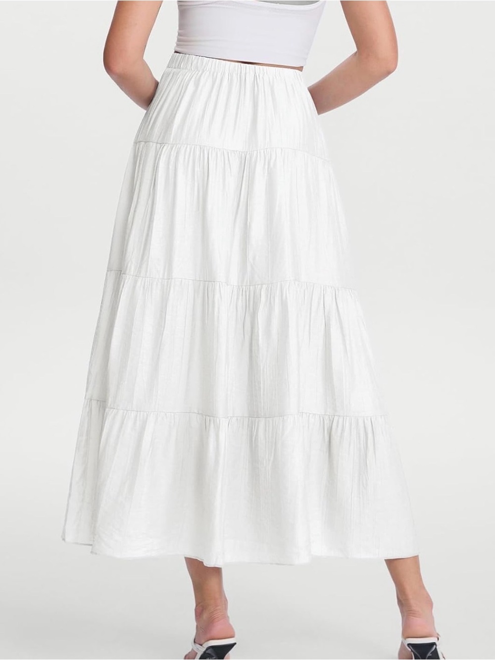 White Tiered Maxi Skirt - Picture 2 of 5
